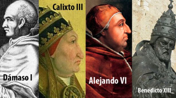 Cuatro papas históricos, entre ellos Alejandro VI considerado el mas corrupto e inmoral
